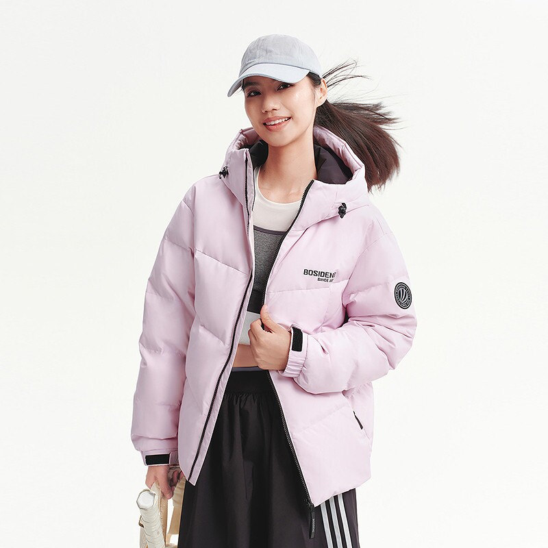波司登2026新款羽绒服女士短款运动风保暖面包服男女同款90羽绒 新款女士实拍商品图