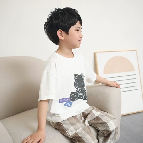 Летняя детская футболка с коротким рукавом для мальчиков для отдыха, хлопковый топ, оверсайз, круглый воротник, в корейском стиле