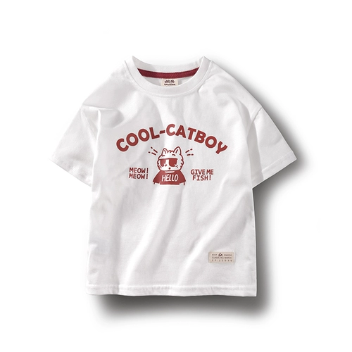 Летняя хлопковая детская футболка для мальчиков, детская одежда, свободный крой, подходит для подростков