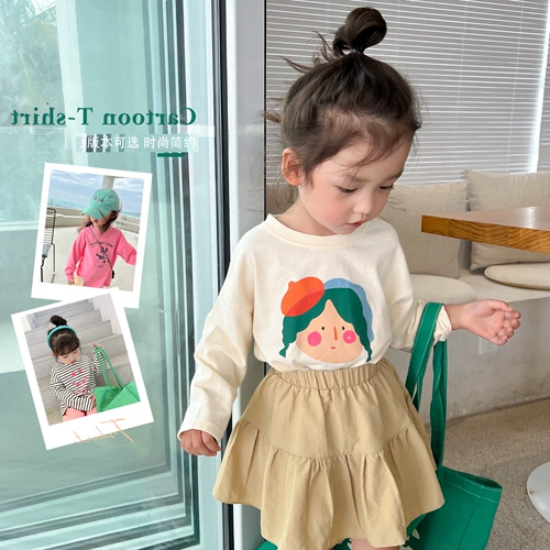 Весенняя осенняя детская мультяшная футболка для отдыха, в западном стиле