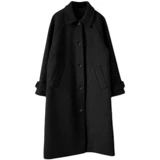 Демисезонная черная куртка, шерстяное пальто, коллекция 2023, подходит для подростков