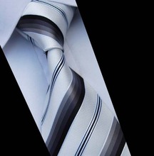 色织真丝领带男士正装领带白色底灰色渐变纳米防水领带8.5CM