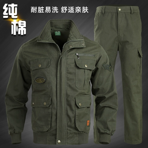 Мужской осенний хлопковый износостойкий комбинезон, свободный крой