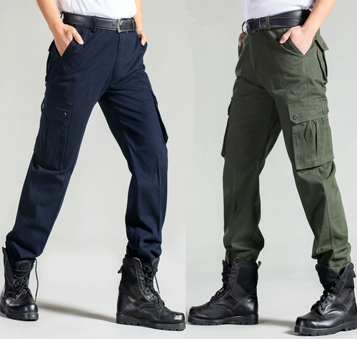 Мужские хлопковые износостойкие осенние штаны для работы, свободный крой