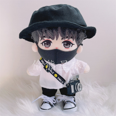taobao agent Spot 20cm baby clothes, cool and concise style set, no attribute baby clothes white shirt black mask cotton baby hat