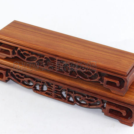 紫艺轩红木玉器雕奇石工艺品摆件玉石底座红檀木套长方形寿字台