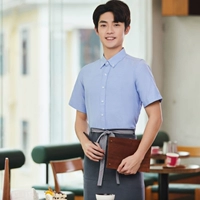 Синий фартук, короткий рукав