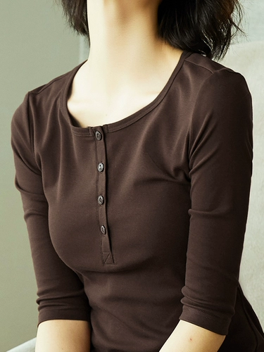 Весенний модный трикотажный приятный телу лонгслив, в западном стиле, круглый воротник