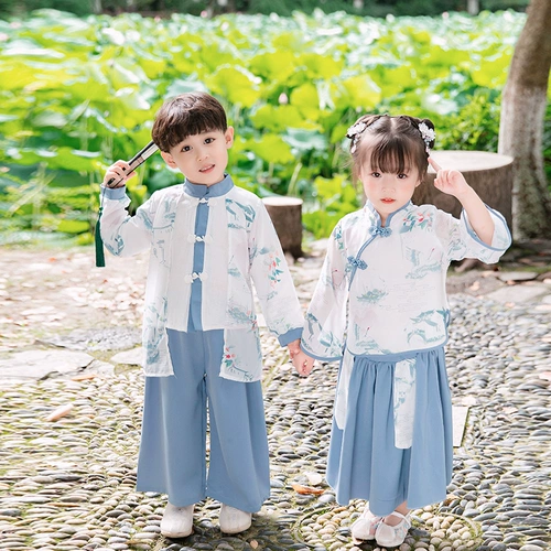 Осеннее детское ханьфу подходит для мужчин и женщин, осенний костюм для детского сада, комплект, коллекция 2022, китайский стиль