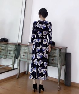 Luo Jingjing の見事な女性らしい痩身ラップドレス テンセルウールニットドレス