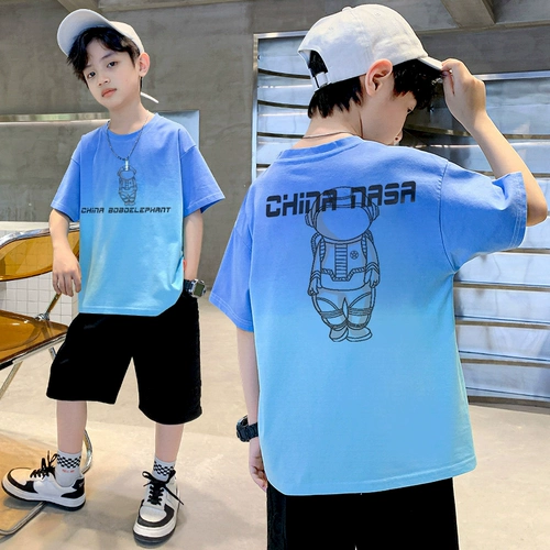 Летняя одежда, летняя футболка с коротким рукавом, хлопковый жакет для мальчиков, подходит для подростков