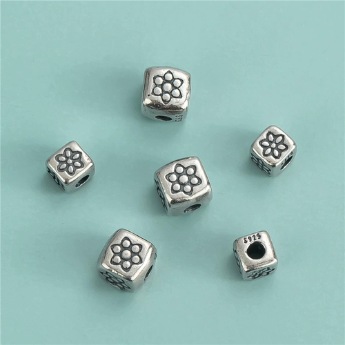 Ретро квадратные бусины в форме цветка, аксессуары, браслет из бисера, материал, S925, серебро 925 пробы