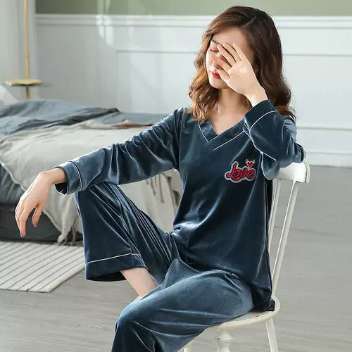 Бархатная демисезонная осенняя пижама, лонгслив, зимний демисезонный комплект, большой размер, увеличенная толщина