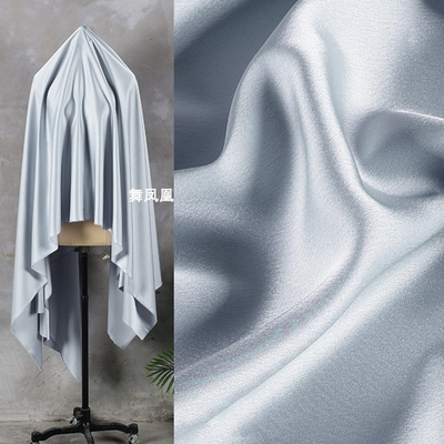 taobao agent Light blue gray glossy two -sided acetate satin fabric delicate silk skirt really silk satin skirt camisole fabric