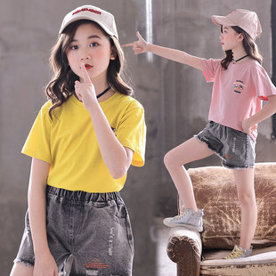 Fashionable summer clothing, cartoon set for leisure, children's clothing, 2020, Korean style, suitable for teen, with short sleeve