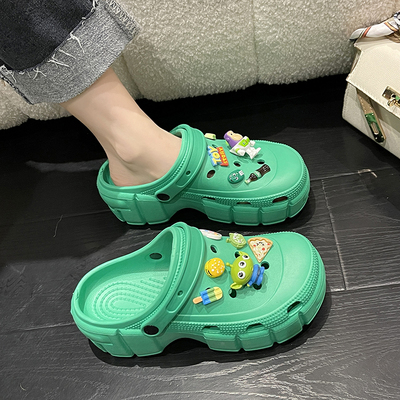 Мультяшные тапочки в стиле Crocs, ультрамягкие босоножки, увеличивают рост, можно носить двумя способами, лето 2022 года