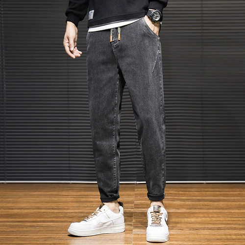 Демисезонные джинсы с начесом, зимние штаны, свободный прямой крой, коллекция 2023