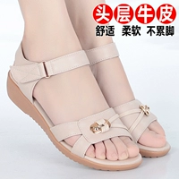 Летние сандалии, обувь для матери, из натуральной кожи, большой размер, мягкая подошва