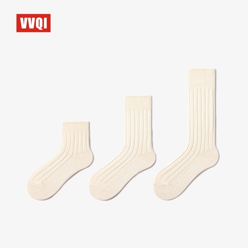 Японские хлопковые шерстяные ретро трикотажные белые демисезонные удерживающие тепло носки, средней длины