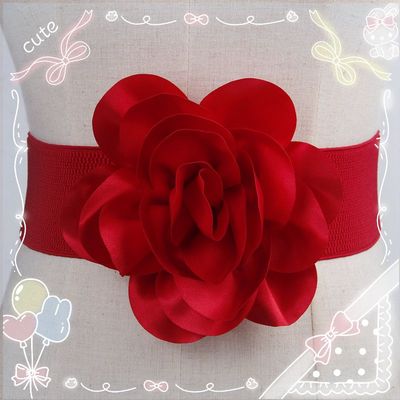 taobao agent Japanese universal black red belt, dress, accessory, Lolita style, flowered, elastic waist