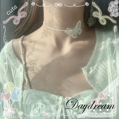 taobao agent Japanese soft girl Lolitarson is a wild girl three -dimensional butterfly necklaces ring clavicle chain