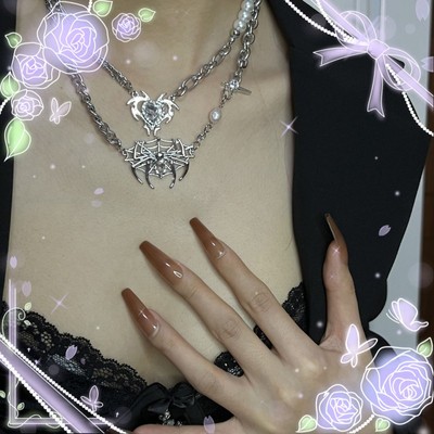 taobao agent Harajukuya culture Gothic dark wind spider love design sweet cool metal punk tide cool stitching necklace