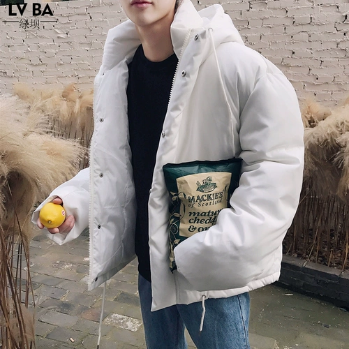 Зимняя короткая толстовка с капюшоном, пуховик, трендовая белая куртка для школьников, в корейском стиле, свободный крой