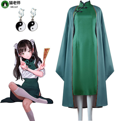 taobao agent Clothing, set, green cheongsam, wig, cosplay, Chinese style