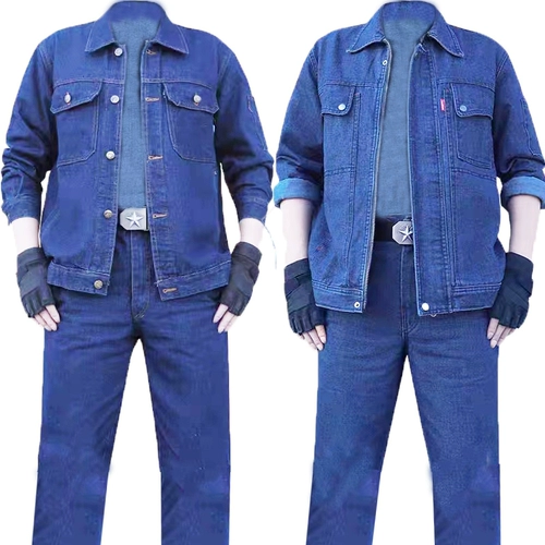 Хлопковый износостойкий джинсовый комбинезон, увеличенная толщина, защита от ожогов