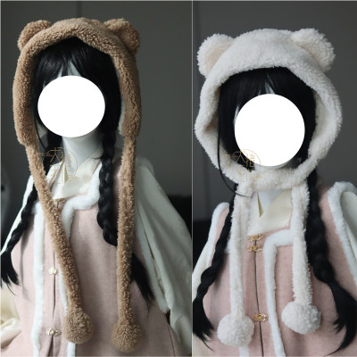 taobao agent Winter velvet brand Hanfu, accessory, with little bears, Lolita style