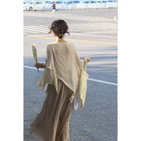 Мягкий ретро комплект, рубашка, китайский стиль, из хлопка и льна