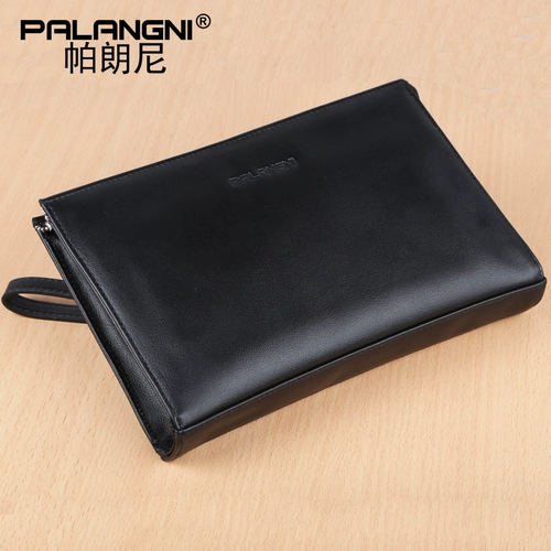 帕朗尼 Мужская кожаная маленькая сумка клатч, вместительная и большая барсетка, бизнес-версия, воловья кожа