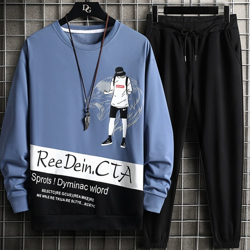 Мужской демисезонный трендовый спортивный костюм, комплект, в корейском стиле, осенний