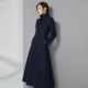 Mùa đông 2021 áo khoác len mới của phụ nữ siêu dài cổ đứng mỏng vừa vặn và mỏng hợp thời trang xu hướng áo khoác len - Áo khoác ngắn