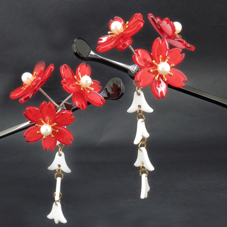 现货 古装日式和风头饰 cos配饰 手工樱花簪子步摇 古典新娘发簪