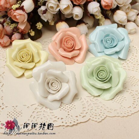 满58元包邮zakka5色陶瓷玫瑰花朵摆件摄影道具摆设拍摄道具陶瓷花