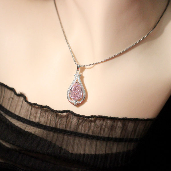 Подвеска, ожерелье, розовое бриллиантовое ювелирное украшение, серебро 925 пробы