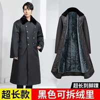 Ультра -длинный черный канотат бархатный пальто