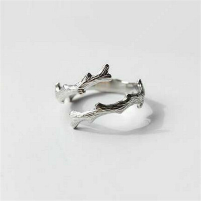 个性百搭简约设计S925纯银饰品气质唯美素银小树枝开口戒指女指环