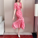 Корсет, платье, летняя одежда, шифоновая розовая длинная юбка, цветочный принт, коллекция 2023, яркий броский стиль