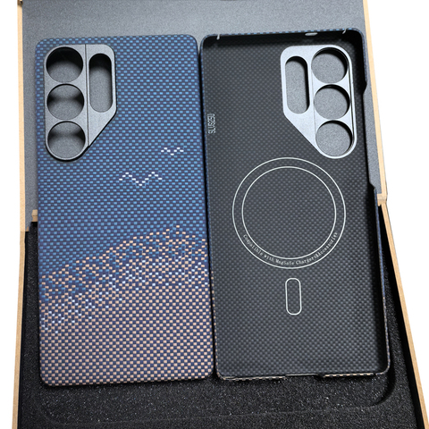 Carbon Fiber MagSafe Kickstand Metal – S25, S24, S23 Samsung Phone Case
