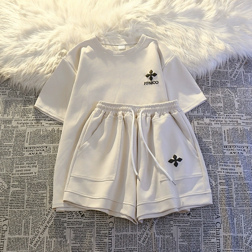 Хлопковый спортивный костюм, комфортный комплект, летняя одежда, шорты, короткий рукав