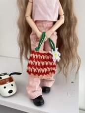 bjd场景道具娃屋 手工迷你挂件包blythe小布手提包纯bjd小六撞色包网兜包水桶