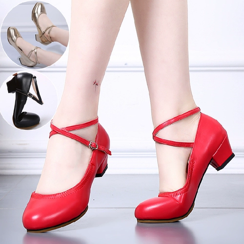 Обувь, танцующие красные дышащие туфли на высоком каблуке, мягкая подошва, из натуральной кожи