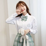 伯曼 Оригинальная рубашка, весенняя униформа, японская школьная юбка для школьников, длинный рукав, с вышивкой, с медвежатами, короткий рукав