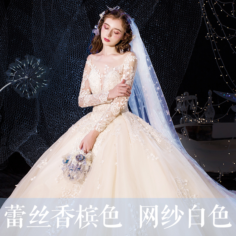 odelia2019 new alice sen fantasy super fairy one shoulder winter tail main wedding dress bride