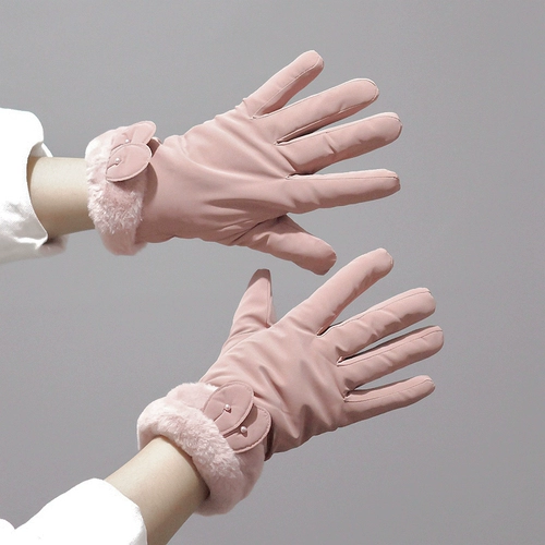 Флисовые удерживающие тепло перчатки, зимний милый комплект с пухом, в корейском стиле, увеличенная толщина