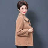 Осенняя короткая бархатная шерстяная куртка для матери, в западном стиле, коллекция 2021, для среднего возраста