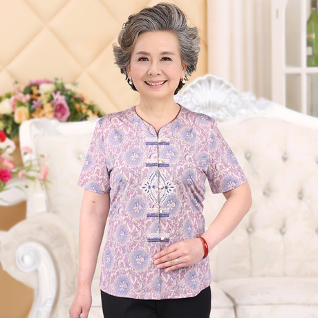 2016新款老年人夏装女70-80岁奶奶装夏季唐装老人衣服老太太短袖