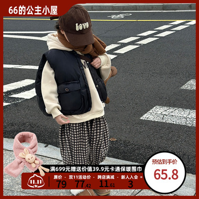 taobao agent Fleece children's autumn keep warm demi-season jeans for princess, 2022 collection, western style